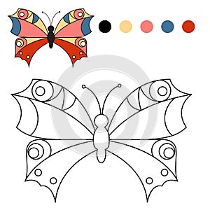 Coloring book. coloring butterfly for kids in a