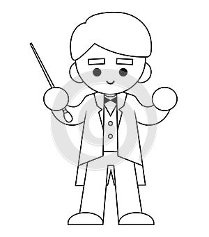 Coloring book, The conductor of orchestra and stick