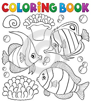 Coloring book coral fish theme 1