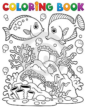 Coloring book coral reef theme 1