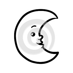 Coloring book, Crescent with a cute face