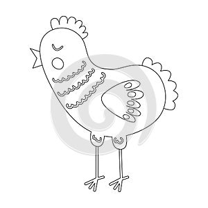 Coloring book with cute farm animal a chicken. For kids kindergarten, preschool and school age.