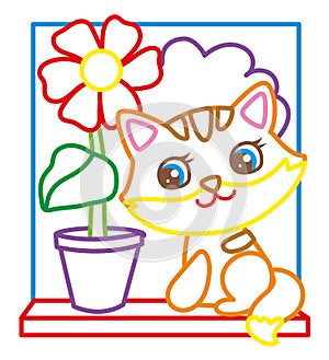 Coloring Book Of Cute Kitten