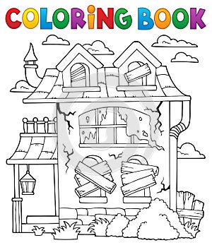 Coloring book derelict house theme 1 photo