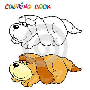 Coloring book with dog - vector illustration.