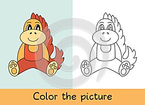 Coloring book. Dragon. Cartoon animall. Kids game. Color picture. Learning by playing. Task for children photo