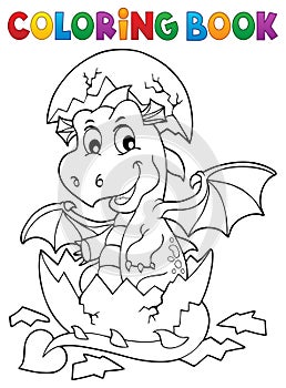 Coloring book dragon hatching from egg 1