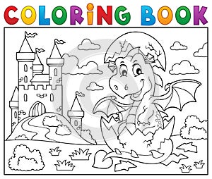 Coloring book dragon hatching from egg 2