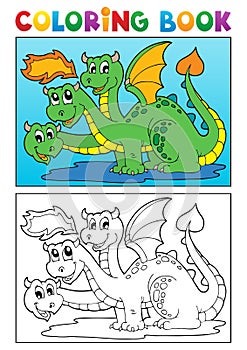 Coloring book dragon theme image 4