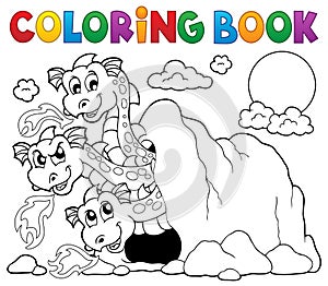 Coloring book dragon theme image 5