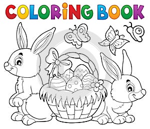Colorante un libro pascua de resurrección a conejos 