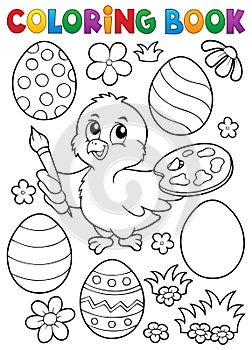 Coloring book Easter eggs and chicken 1