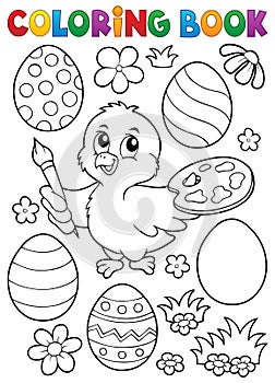 Coloring book Easter eggs and chicken 1