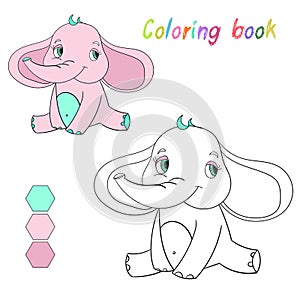 Coloring book elephant kids layout for game