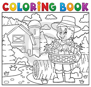 Coloring book farmer with harvest 2