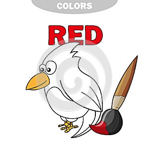 Coloring book - finny bird. Learn colors.