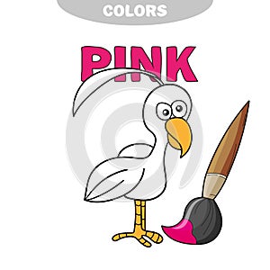 Coloring book - finny bird. Learn colors.