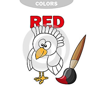 Coloring book - finny bird. Learn colors.