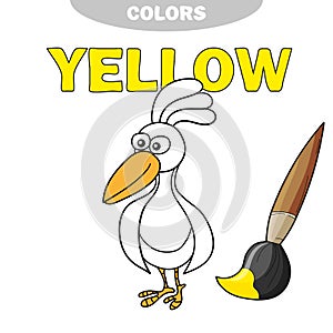 Coloring book - finny bird. Learn colors.