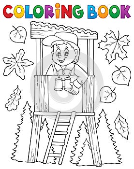 Coloring book forester theme 1