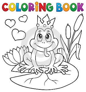 Coloring book frog with crown
