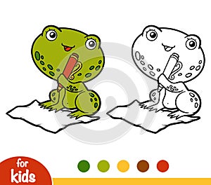 Coloring book, Frog and a paper