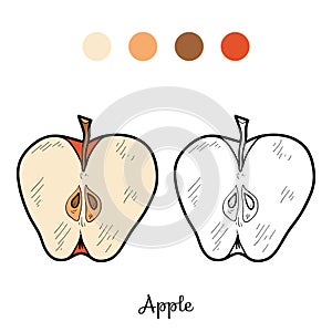 Coloring book: fruits and vegetables (apple)