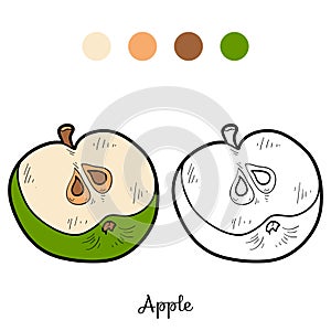 Coloring book: fruits and vegetables (apple)