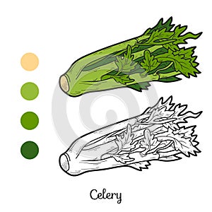 Coloring book: fruits and vegetables (celery)