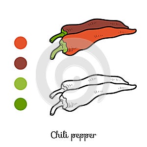Coloring book: fruits and vegetables (chili pepper)