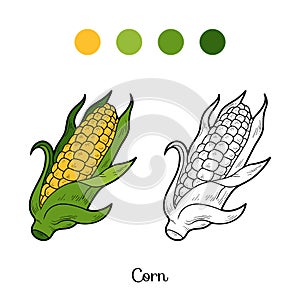 Coloring book: fruits and vegetables (corn)