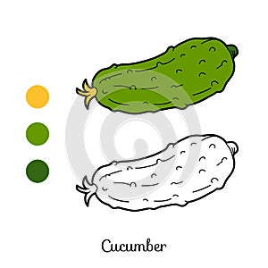 Coloring book: fruits and vegetables (cucumber)