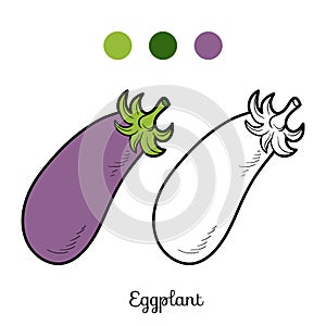 Coloring book: fruits and vegetables (eggplant)