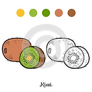 Coloring book: fruits and vegetables (kiwi)