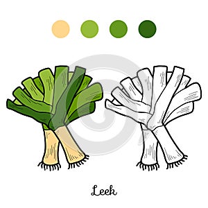 Coloring book: fruits and vegetables (leek)