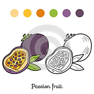 Coloring book: fruits and vegetables (passion fruit)