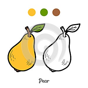 Coloring book: fruits and vegetables (pear) photo