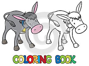 Coloring book of funny donkey