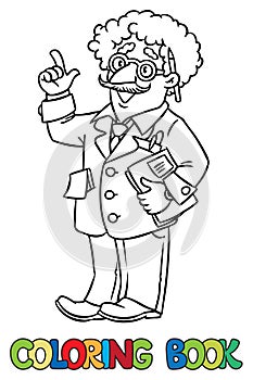 Coloring book of funny scientist or inventor