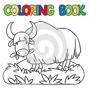 Coloring book of funny wild yak