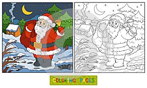 Coloring book, game for children: Santa Claus