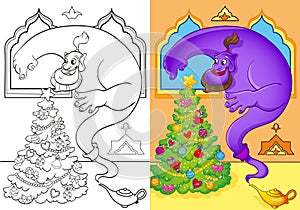 Coloring Book Of Genie Conjured A Christmas Tree