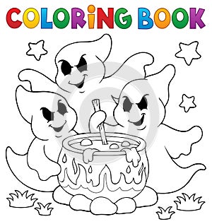 Coloring book ghosts stirring potion photo
