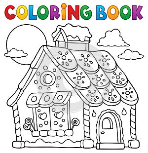 Coloring book gingerbread house theme 1