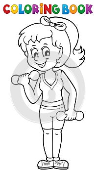 Coloring book girl exercising 3