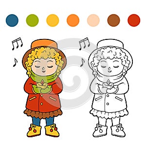 Coloring book, Girl singing a Christmas song