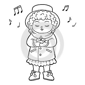 Coloring book, Girl singing a Christmas song