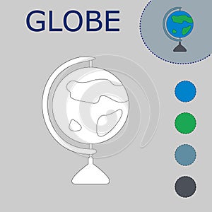 Coloring book of a globe.