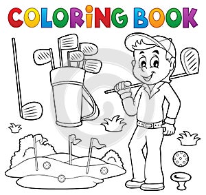 Coloring book with golf theme photo