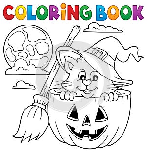 Coloring book Halloween cat theme 1